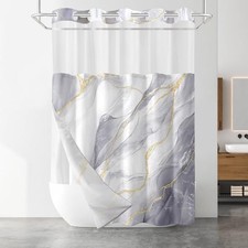 No Hook Shower Curtain with Snap in Liner Set 71"W x 74"L Pack of 1 Grey