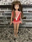 Vintage 1963 Mattel Barbie Skipper Doll Brunette Straight Leg & bathing suit