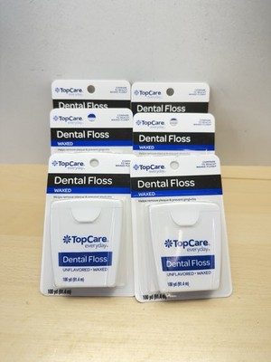 TOPCARE  Dental Floss Unflavored Waxed 100 Yds. Lot of 6