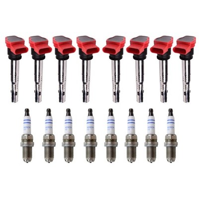 Eldor 8 Ignition Coils Bosch Nickel-Yttrium Spark Plugs Kit for Audi R8 4.2L V8