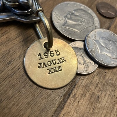 1963 Jaguar XKE Solid Brass Key Fob  63