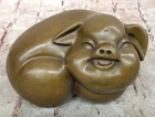 1005 Bronze Pig Sculpture Signed Williams Farm Animal Statue Home Decor Sale
