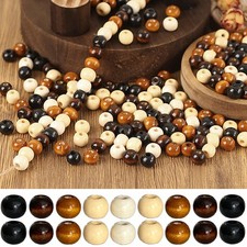600Pcs Natural Colors Wooden Beads Vintage Round Natural Brown Wooden Beads L...