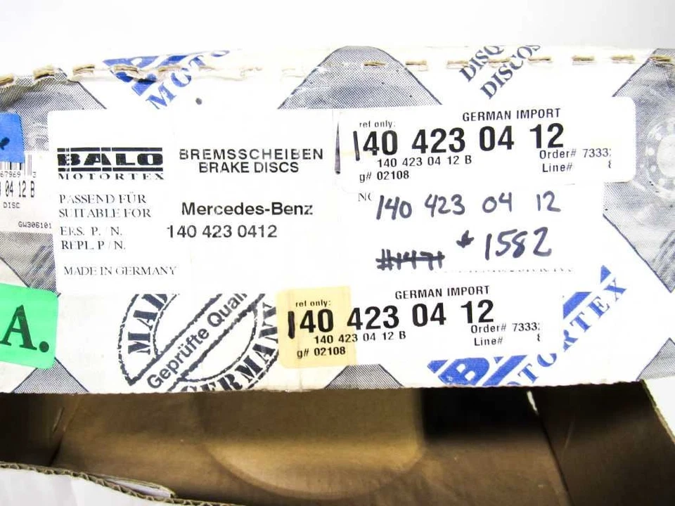 92-99 Mercedes W140 CL600 S500 300SE Rear Brake Rotor Set 1404230412 BALO NOS - Image 2 of 4