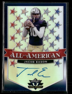 2020 Leaf Valiant #AA-JE1 Jacob Eason All-American Auto Navy Blue #/25