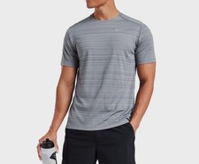 Nike Dri-Fit 1.0 Miler Short Sleeve Running Top Shirt Grey AJ7565-085 Mens L
