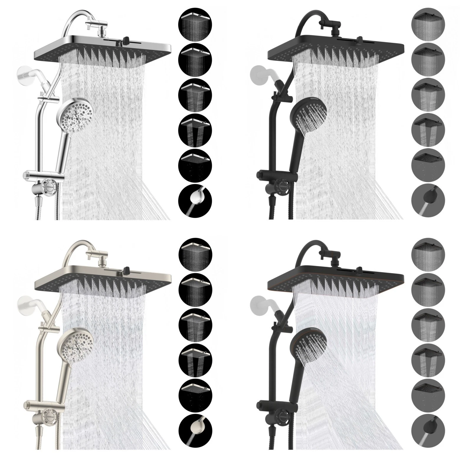 High Pressure Rain Shower Head Combo with Handheld Spray Slide Bar Adjustable
Opens in a new window