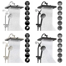 High Pressure Rain Shower Head Combo with Handheld Spray Slide Bar Adjustable