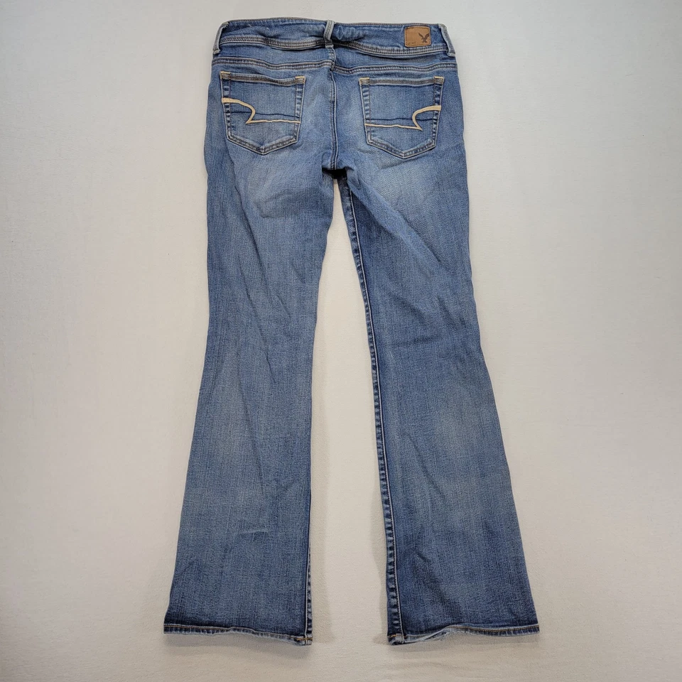 American Eagle Jeans Womens 10 Blue Kick Boot Low Rise Light Wash Stretch Denim - Image 3 of 4