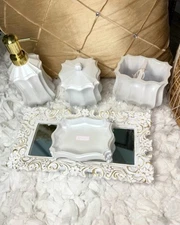 Elegant Porcelain Bathroom Accessories 4 Pc Set Victorian Shabby Chic Boho