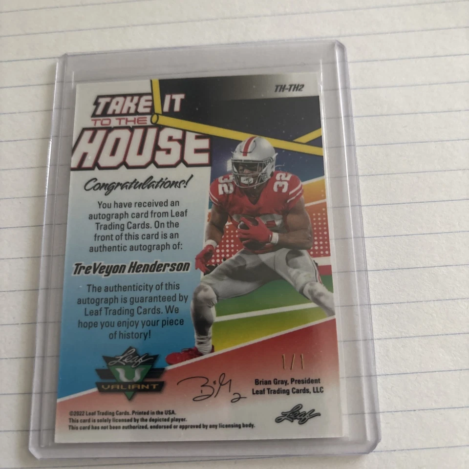 ‼️2022 LEAF METAL VALIANT TREVEYON HENDERSON AUTO #1/1 OHIO STATE 2023 Champs? - Image 2 of 2