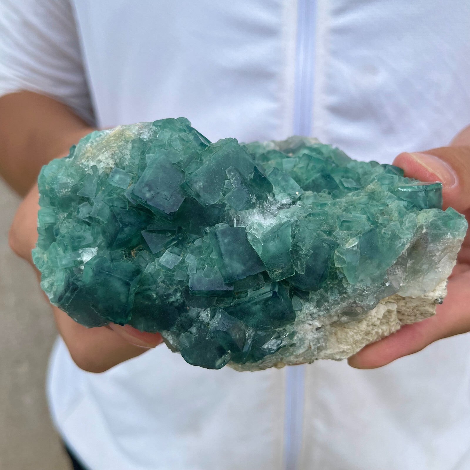 1.5lb Natural Green Fluorite Cube Quartz Crystal Cluster Mineral Specimen