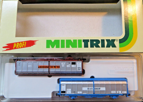 Minitrix 13980 Profi Spur N 2 x Schiebewandwagen „Railship“ Neu in OVP | Condition: Neu