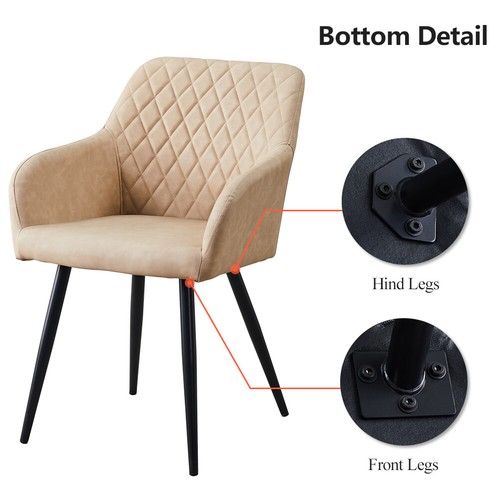 Set of 2 Armchairs Dining Chairs with Arms Velvet PU Faux Leather Chairs Kitchen - Picture 156 of 158