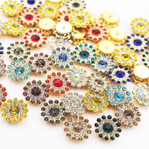 8-12mm Sew on Crystal Glass Rhinestones Applique Gold Flower Claw Base for Dress - Picture 8 of 42