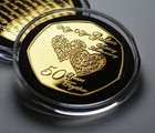 50th GOLDEN WEDDING ANNIVERSARY 24ct Gold Commemorative in Capsule. Gift/Present