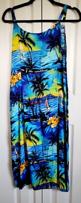 J. Perkins L Vintage Maxi Dress Ttropucal Ocho Rios Dunns River 80's Cotton