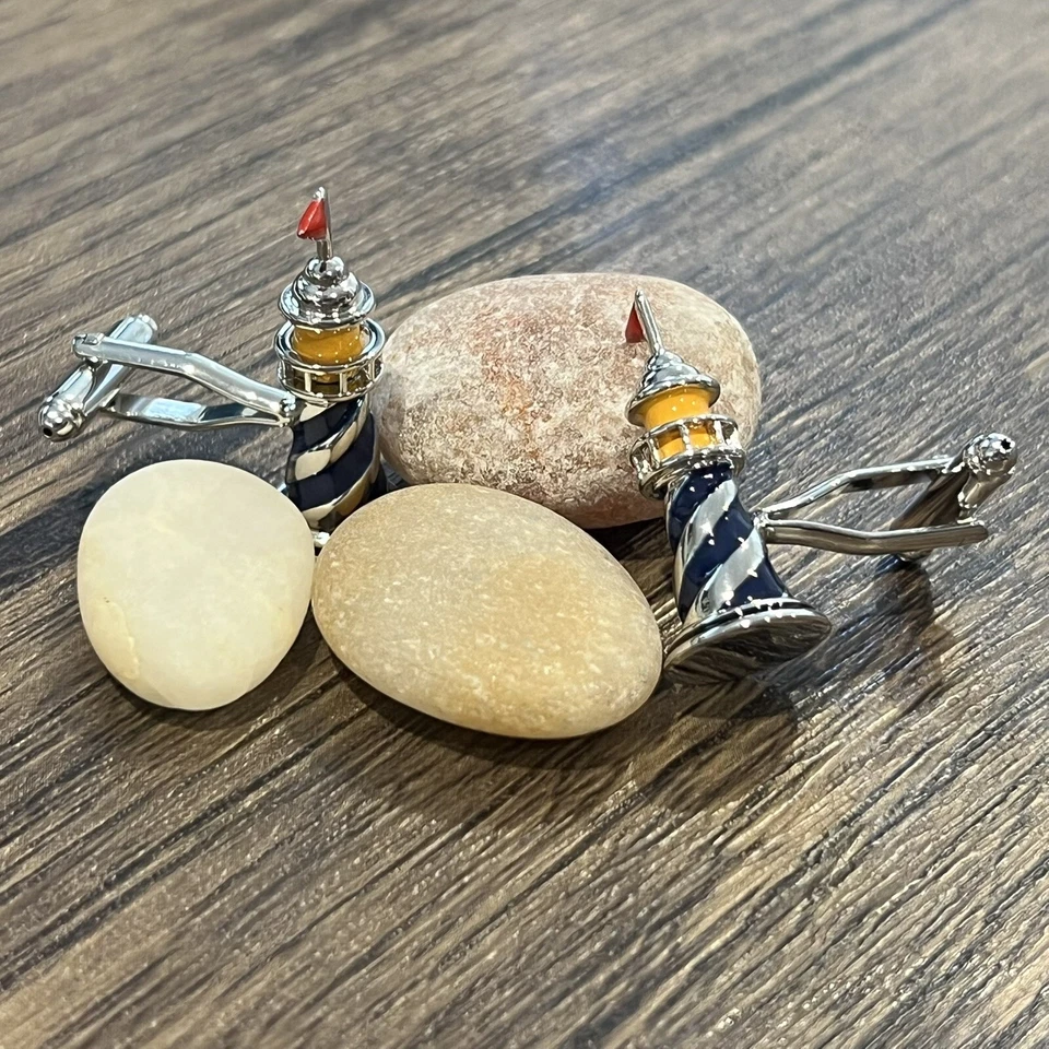 男士灯塔袖扣生日婚礼礼物带盒 — 第 4/4 张图片