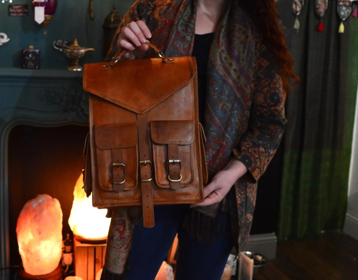 Casual Leather Backpack Bag Laptop Brown Travel Rucksack Vintage