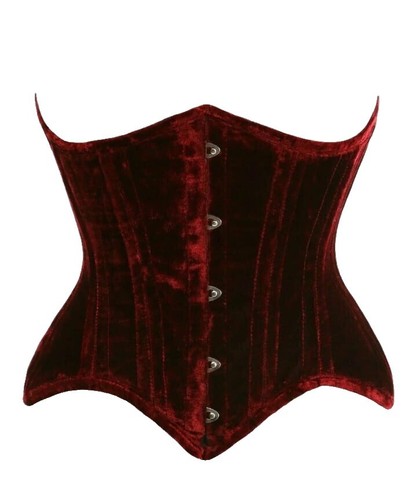 MAKERS OF DREAMS | Corset Belt Velvet Chain Zipper Brown Sz L Makers of Dreams Corset Belt Small Black Velvet Chain Lace  main image 3
