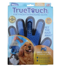 New In Box True Touch Five Finger Deshedding Glove Pet The Hair Away Dogs & Cats