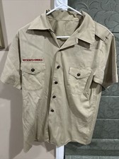 Boy Scout BSA UNIFORM SHIRT Mens Medium Short Sleeve Tan K92