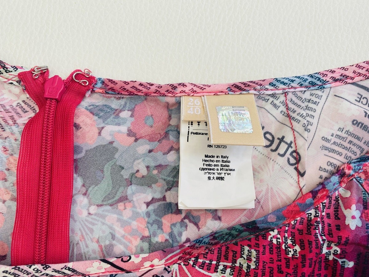 Jupe éclatante femme John Galliano Fuchsia 100 % soie imprimé