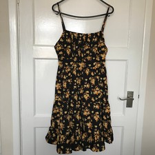 BNWT SheIn Black Floral Dress Size S 8 Sleeveless Strappy A Line Vintage Style