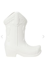 New Stylish White Ceramic Cowboy Boot Shaped Vase 26cm Country Themed Decor