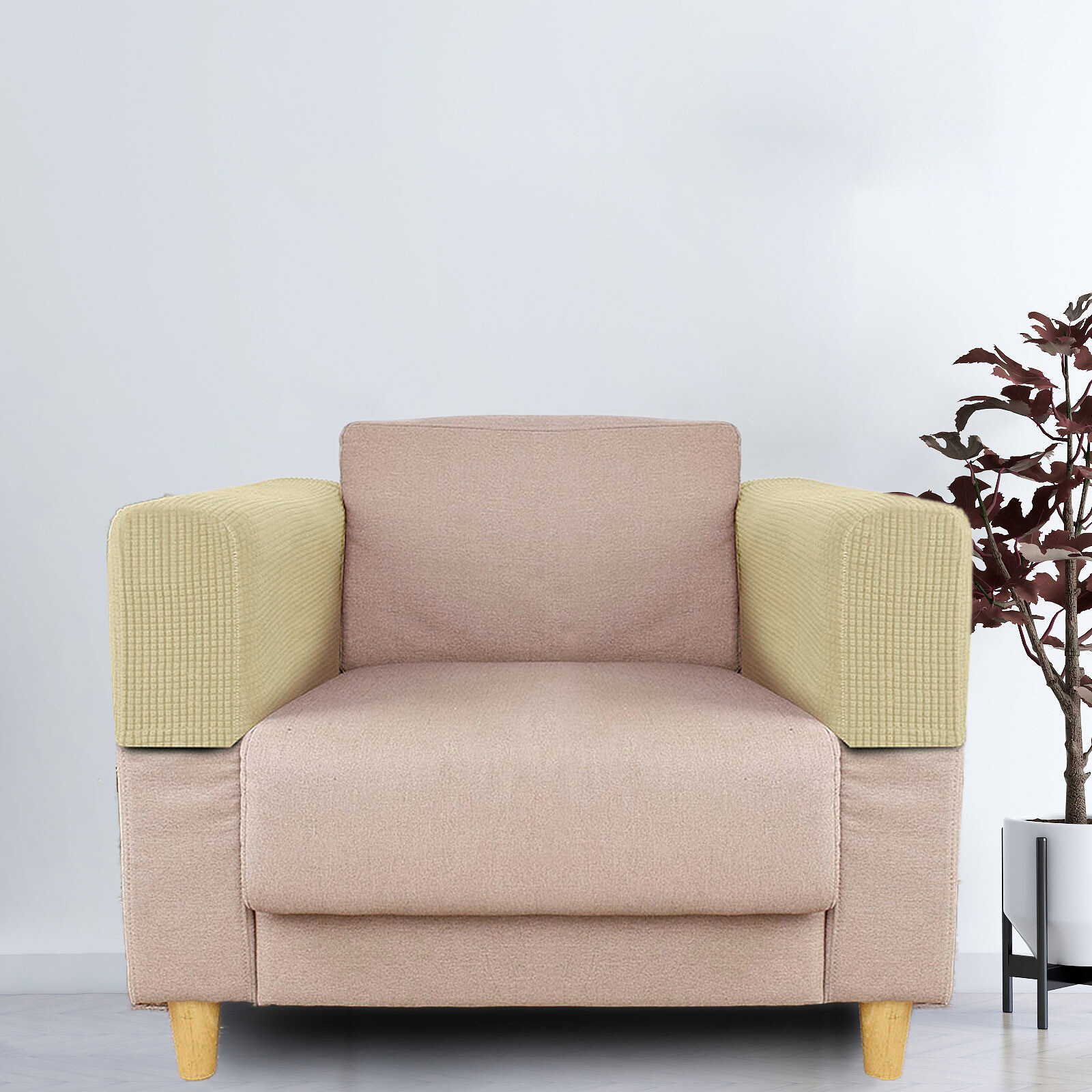 2X Removable Stretch Arm Chair Covers for Sofa Arm Caps Couch Soft