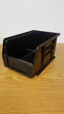 QUANTUM STORAGE SYSTEMS QUANTUM STOR Polypropylene Hang and Stack Bin,9-1/4 In L,6 In W, QUS221BK, Black