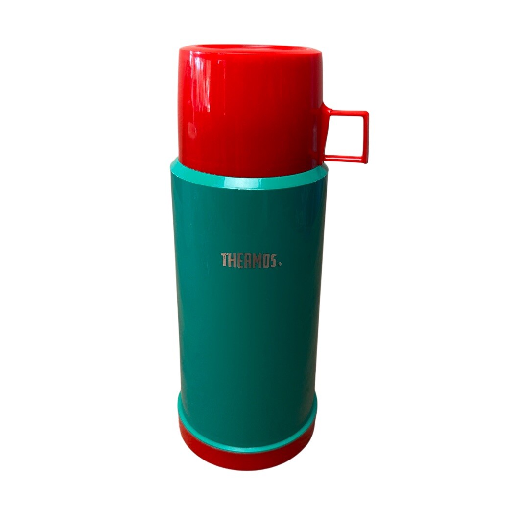 Vintage Thermos Flask Red Green 90s Plastic EUC Christmas Holidays