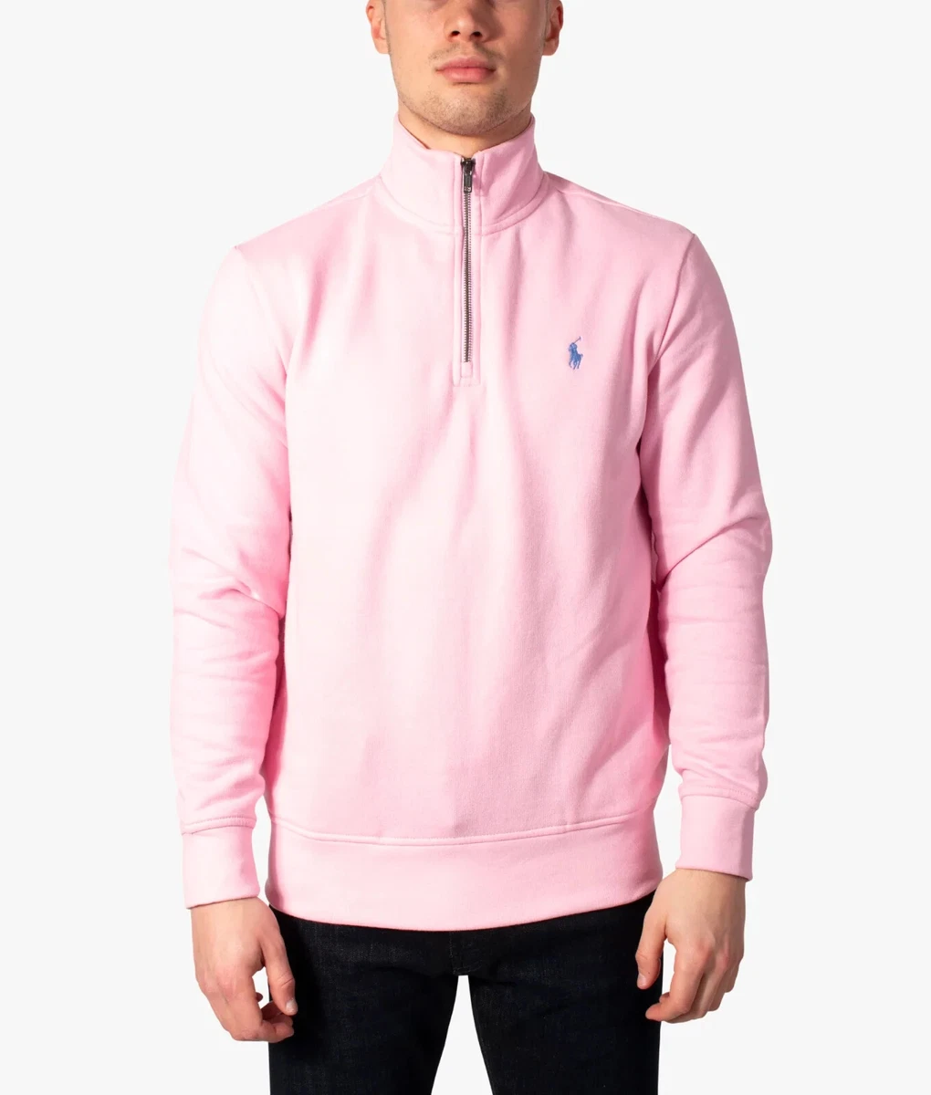 Polo Ralph Lauren Men's Relaxed Fit Quarter Zip Fleece Sweatshirt, Pink, size S