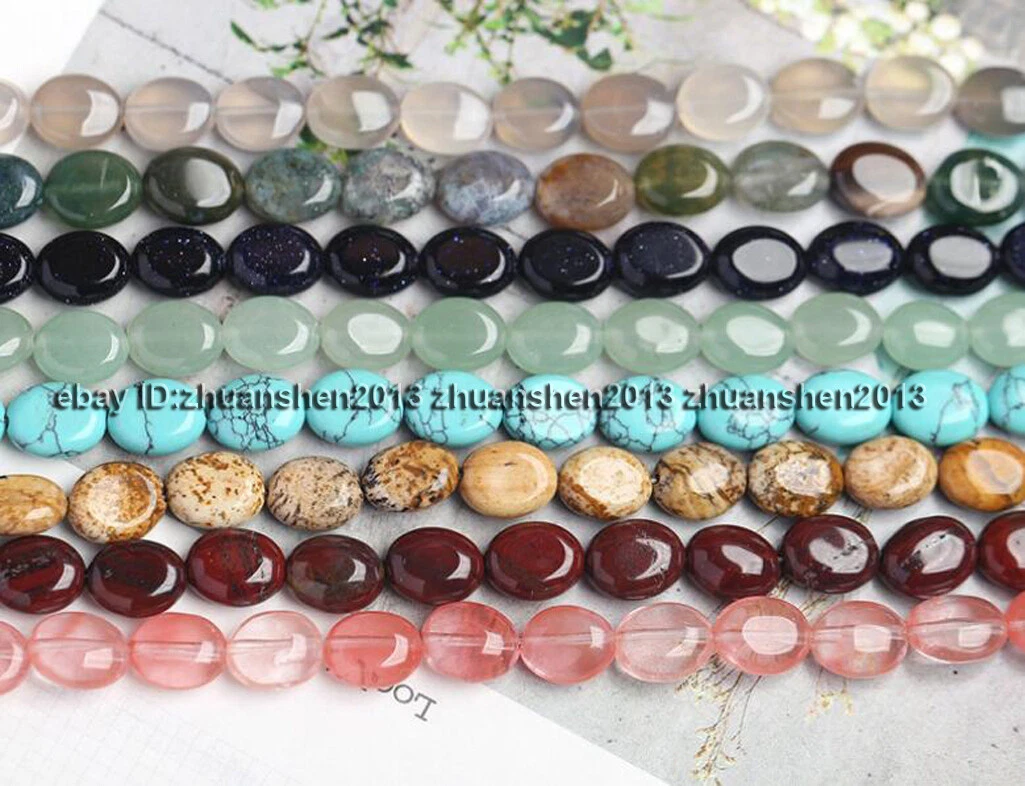 8x10mm Oval Speckled Labradorite Aquamarine Crystal Gemstones Loose Beads Strand