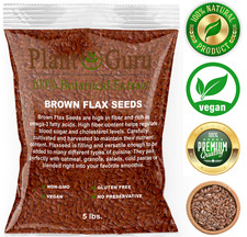Brown Flax Seeds Whole 5 lbs. Bulk Omega-3 NON GMO 100 Pure Linseed Flaxseed