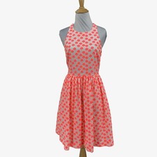 J Crew Dress Women 2 Watermelon Embroidered Halter Lined Fit Flare Back Zip