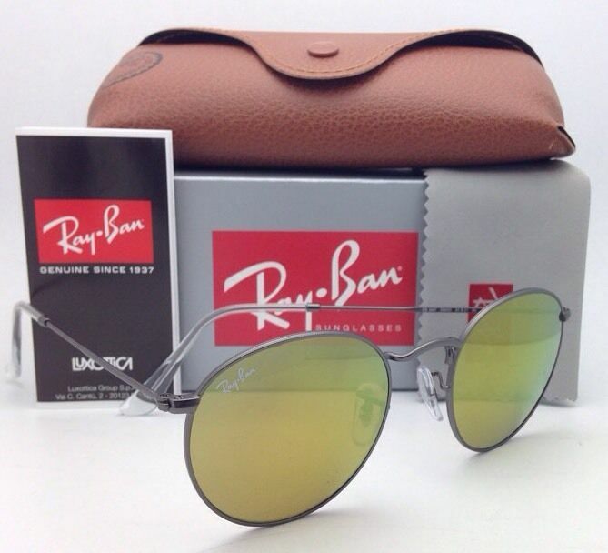 New RAY-BAN Sunglasses ROUND METAL RB 3447 029/93 50-21 Gunmetal w