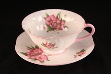Vtg Shelley Bone China Oleander Pink Wild Flowers Tea-Cup & Saucer Set #13883
