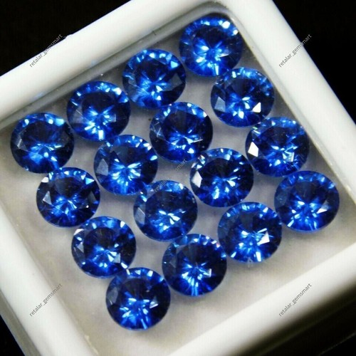 14 Pcs Natural Sapphire Gemstone Lot Certified Ceylon Blue Round 5 mm Size Lot - Picture 4 of 5
