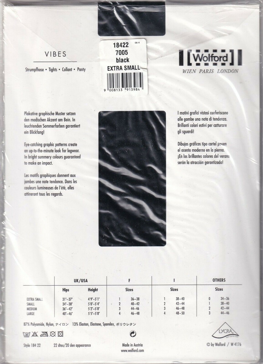 Collants Wolford Vibes - Noir Ou Orange Sunset, Taille XS, 20 Deniers, Neuf Avec étiquettes !