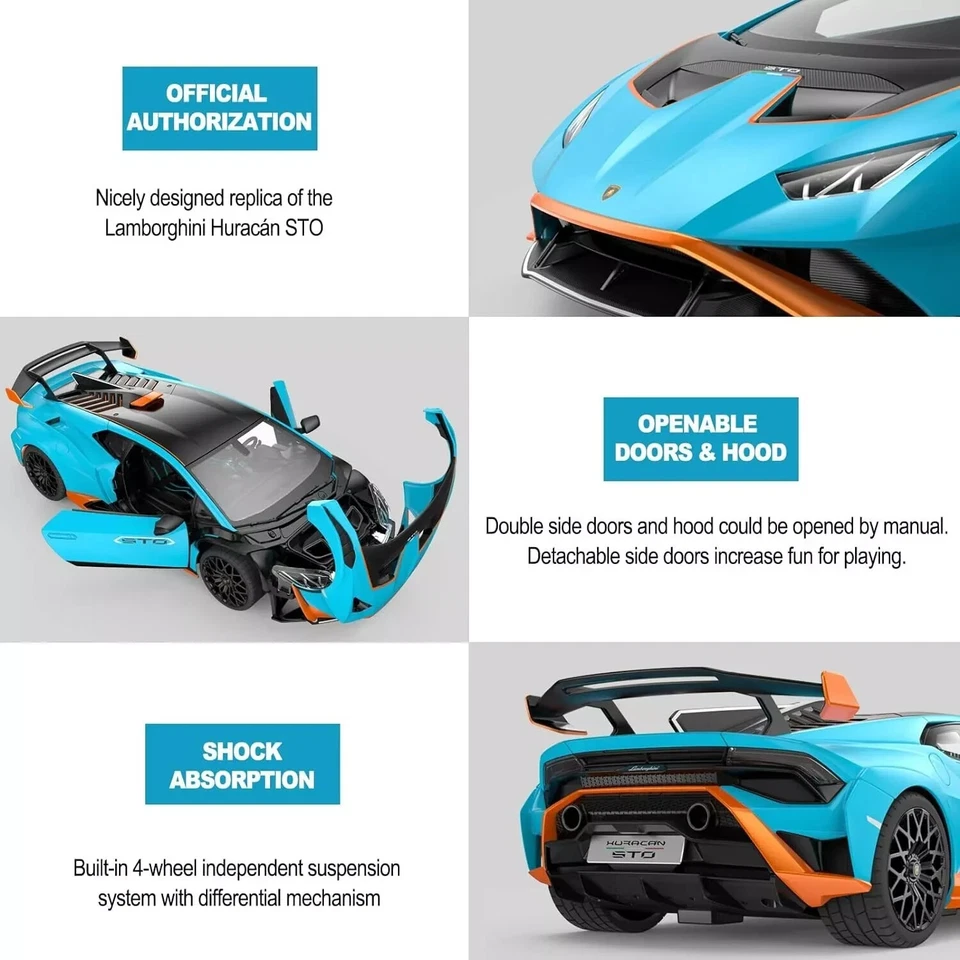 Remote Control Lamborghini Huracan Car 1:14 Large RC Boys Toy Kids Gift (Blue) - Image 4 of 4