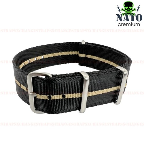 Premium Edge Weave NATO® BLACK OLIVE TAN Military Diver’s Watch Strap Band Nylon - Picture 14 of 24
