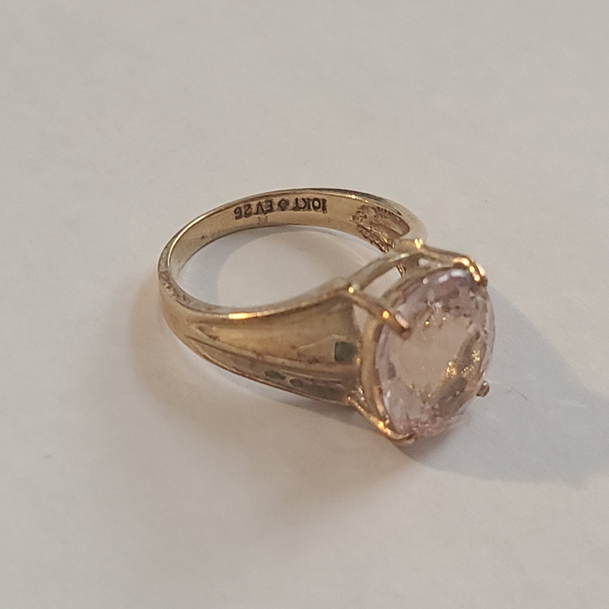 DESIGNER EV SIGNED 10K GOLD 3CT PINK FACETED STONE RING SZ 5