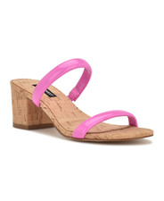 Nine West Womens 6.5M Tae Round Toe Heeled Slide Dress Sandals in Neon Pink $79