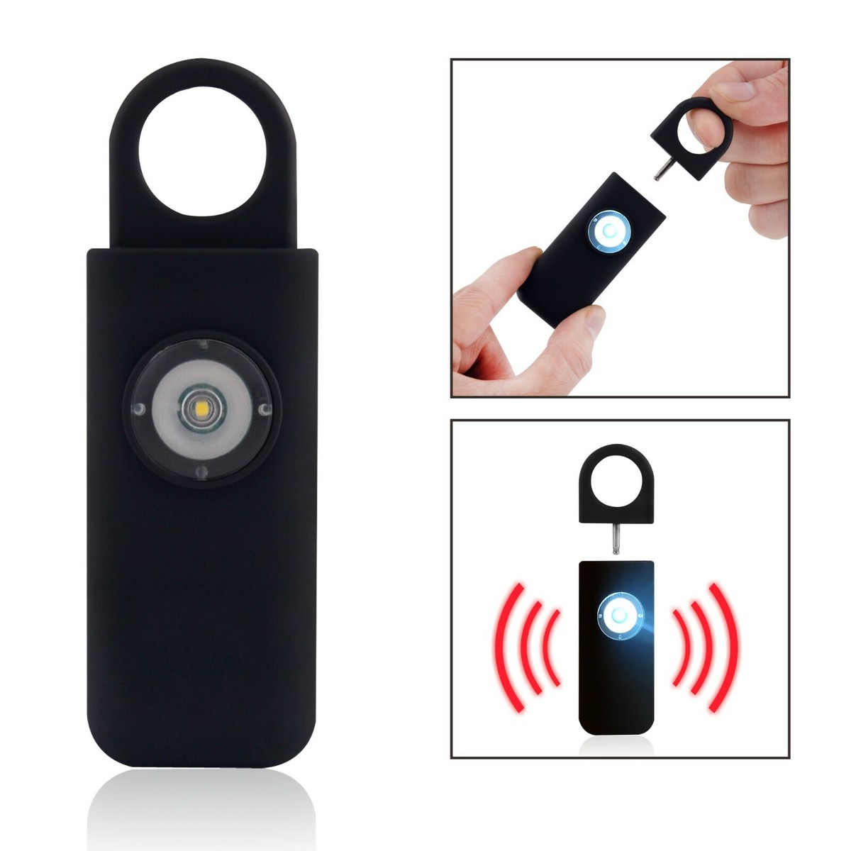Personal Safety Loud Alarm Keychain, Bright LED Light, Self Defense Siren