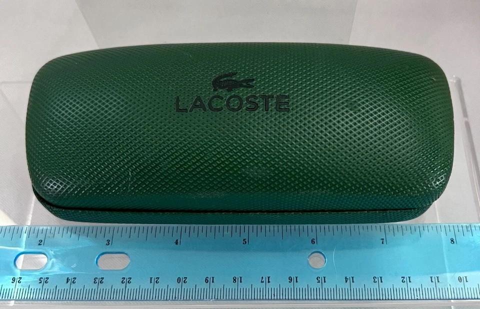Estuche para gafas/gafas de sol con textura verde Lacoste SOLO con forro blanco duradero Ha Foto 2 de 4