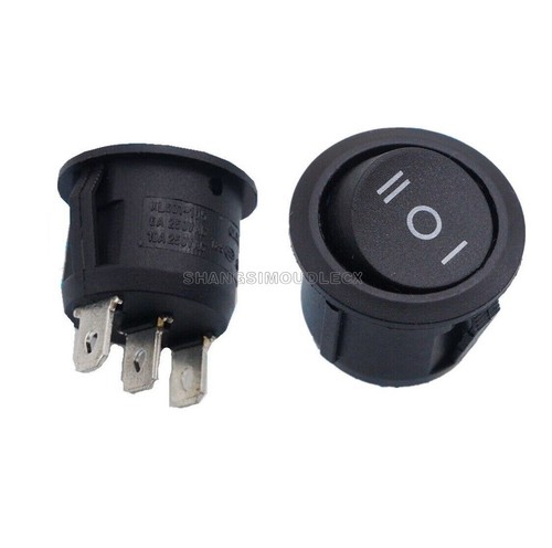 10PCS Mini Round Black 3-Pin SPDT ON-OFF-On Rocker Switch Snap-in For ...