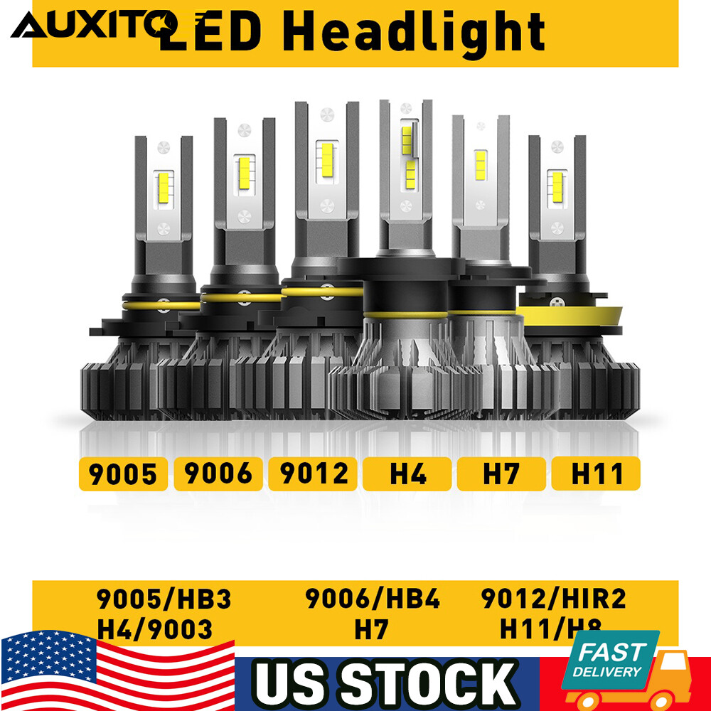 AUXITO LED Headlight Bulbs High Low Beam H4 H11 9005 9012 9006 H7 6500K White Fog Light Upgrade