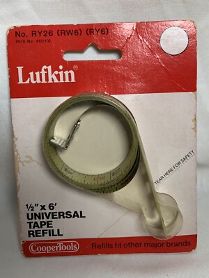 1/2  x 6   Universal Measuring Tape Refill, Lufkin RY26 RW6 RY6 Cooper Tools NOS