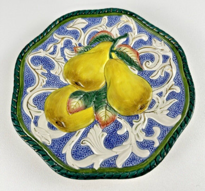 Fitz & Floyd Fruit Plate or Wall Hanging Home Decor Pears Handcrafted